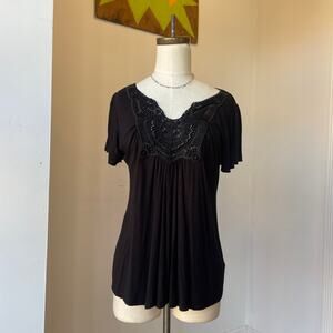 Y2K 2000s Black Bedazzled Butterfly Style Tee